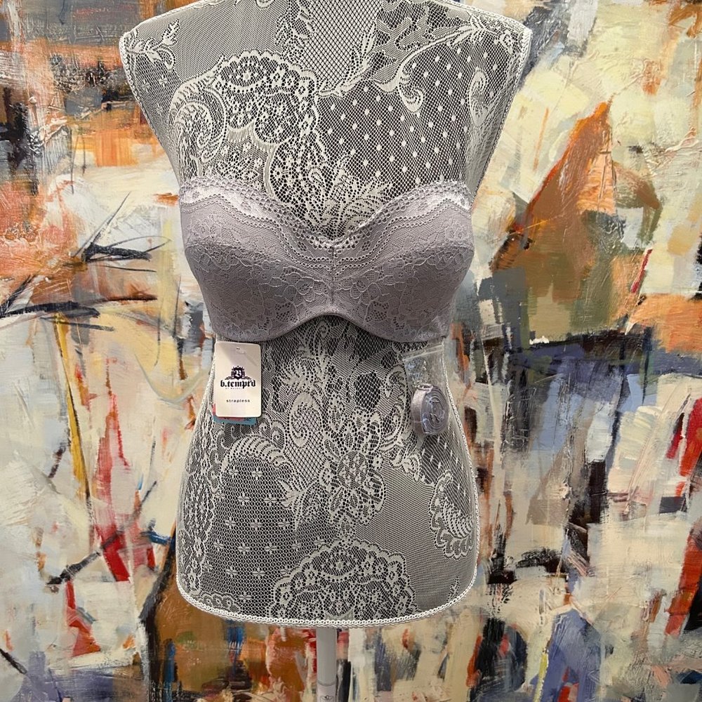 B'Tempt'd Strapless Lace Bra Lilac Gray